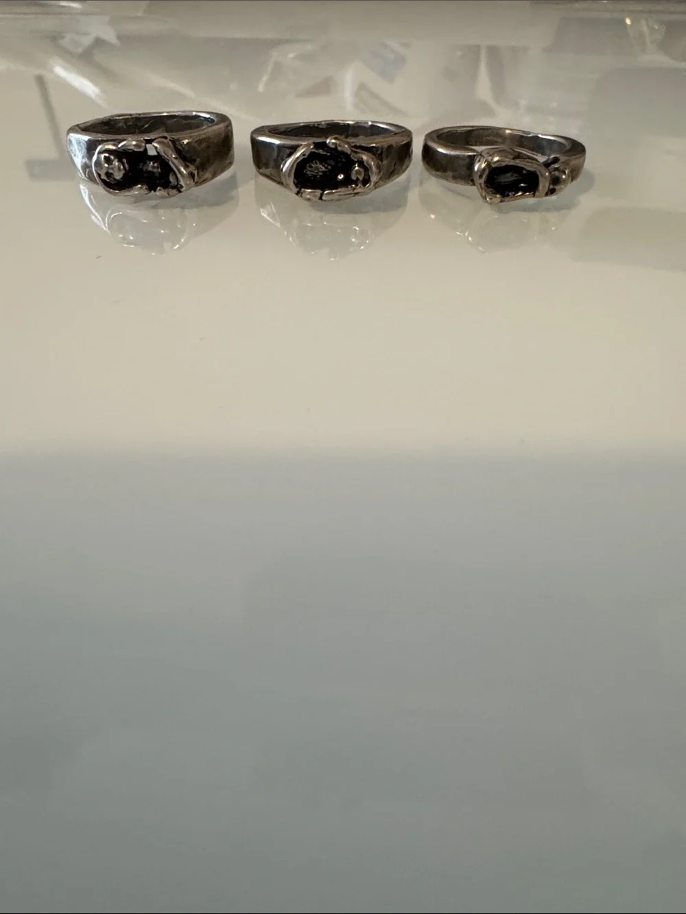 Woman Sterling Silver Signet Ring - Hear/See/feel no evil signet - substantial